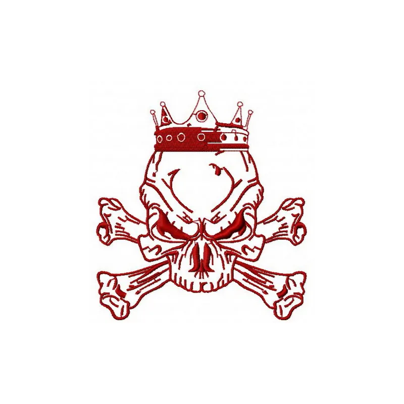 Preview of the Royal Skull embroidery design, showcasing intricate details and bold features for stitching.