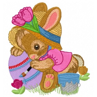 Bunny painting 2 embroidery design - Embroidery Design