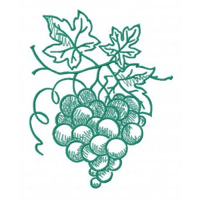 Green grapes 2 embroidery design showcasing vibrant stitched motifs of grapes, ideal for home decor and apparel.