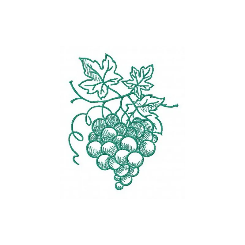 Green grapes 2 embroidery design showcasing vibrant stitched motifs of grapes, ideal for home decor and apparel.