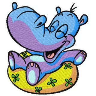 Hippo's summer fun embroidery design - Embroidery Design