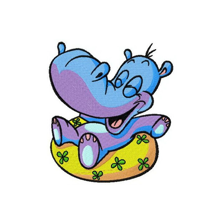 Hippo's summer fun embroidery design - Embroidery Design