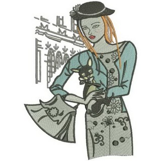 Shopping with small dog embroidery design - Embroidery Design