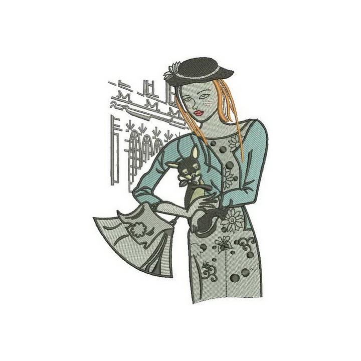 Shopping with small dog embroidery design - Embroidery Design