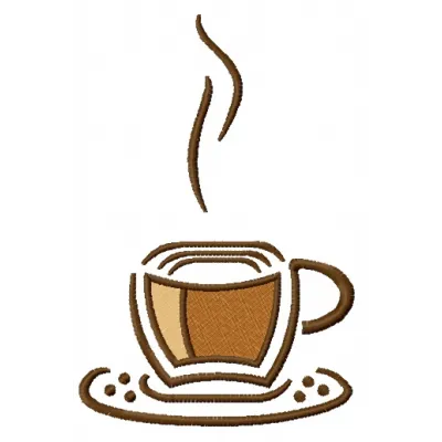 Embroidery design preview of a coffee cup motif, showcasing intricate stitching patterns for creative projects.