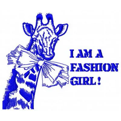 Preview of 'I am a fashion girl 2' embroidery design featuring stylish African animal motifs.