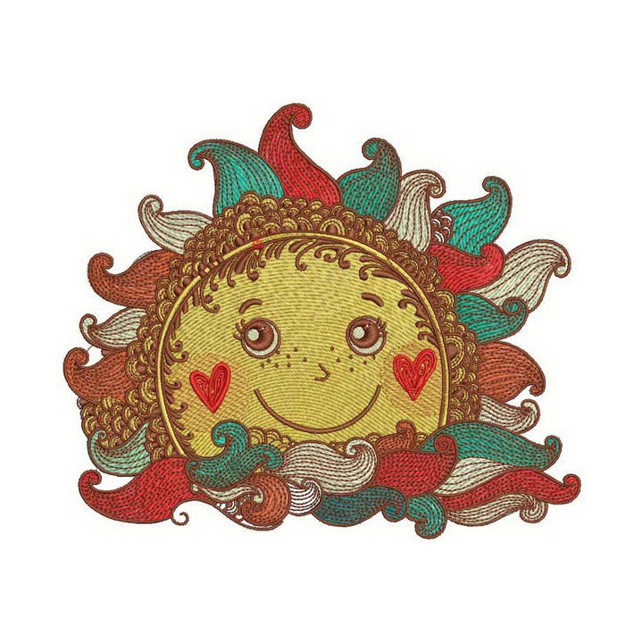 Fabulous sun embroidery design - Embroidery Design