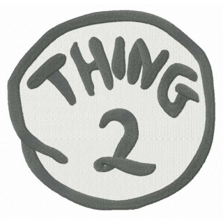 Thing 2 round badge embroidery design - Embroidery Design