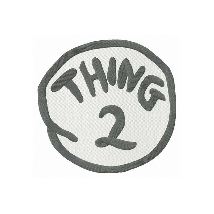 Thing 2 round badge embroidery design - Embroidery Design