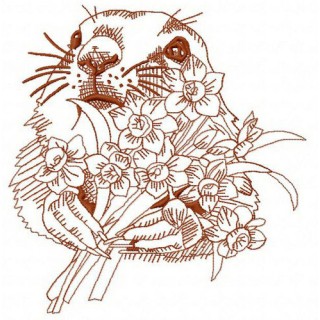 Gopher with daffodils 2 embroidery design - Embroidery Design