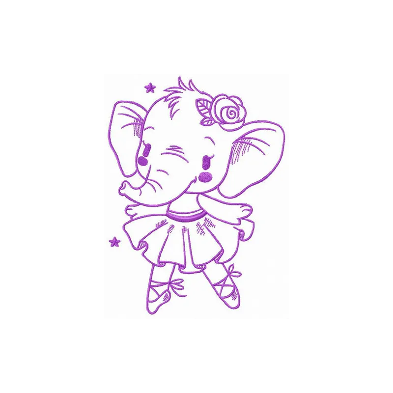 Preview of an elephant ballet embroidery design, showcasing a playful elephant in a graceful pose, ideal for various project…
