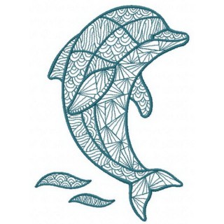 Mosaic dolphin 2 embroidery design - Embroidery Design