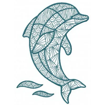 Mosaic dolphin 2 embroidery design showcasing a vibrant sea life motif for creative stitching projects.