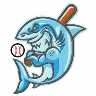Baseball shark 2 embroidery design - Embroidery Design
