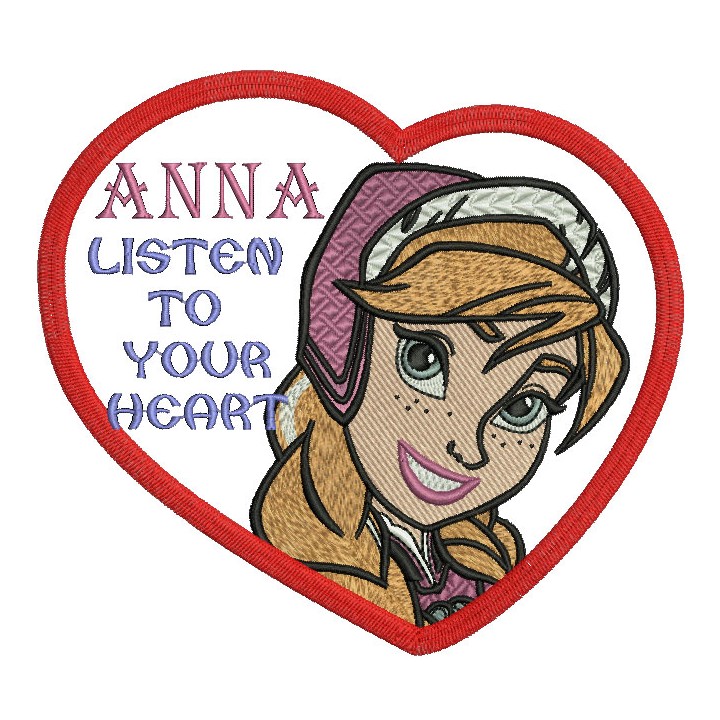 Anna listen to your heart embroidery design - Embroidery Design