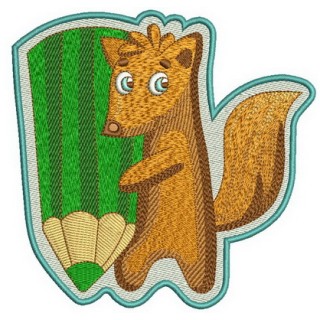 Squirrel with pencil embroidery design - Embroidery Design
