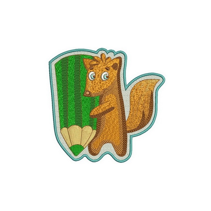 Squirrel with pencil embroidery design - Embroidery Design