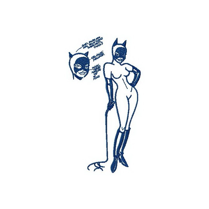 Catwoman sketch embroidery design - Embroidery Design