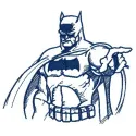 Batman sketch 2 embroidery design showcasing a detailed outline of the iconic superhero for creative stitching.