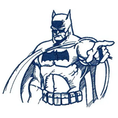 Batman sketch 2 embroidery design showcasing a detailed outline of the iconic superhero for creative stitching.