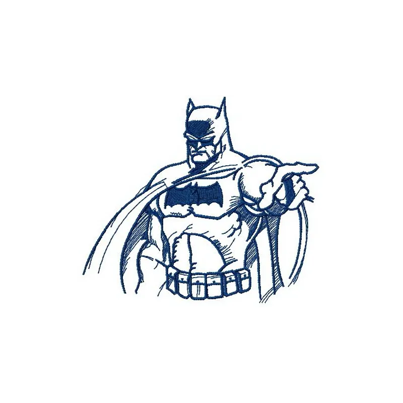 Batman sketch 2 embroidery design showcasing a detailed outline of the iconic superhero for creative stitching.