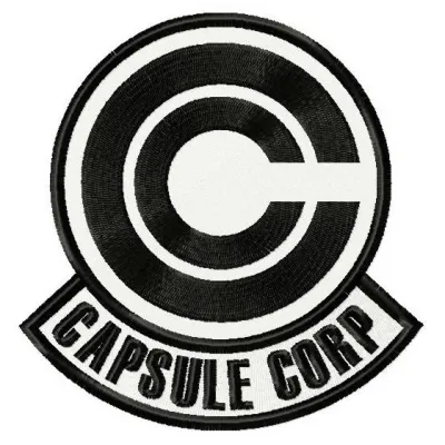 Capsule Corp logo embroidery design preview featuring a bold and iconic motif for gaming enthusiasts.