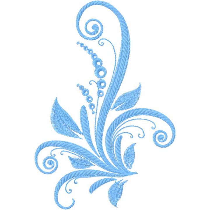 Blue swirl plant embroidery design - Embroidery Design