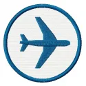 Preview of an airport badge embroidery design featuring a travel-themed motif, ideal for stitching on bags or jackets.