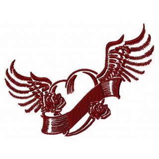 Winged heart 3 embroidery design - Embroidery Design
