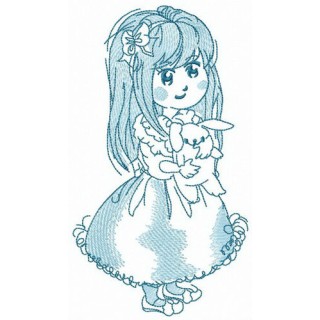 Shy girl embroidery design - Embroidery Design