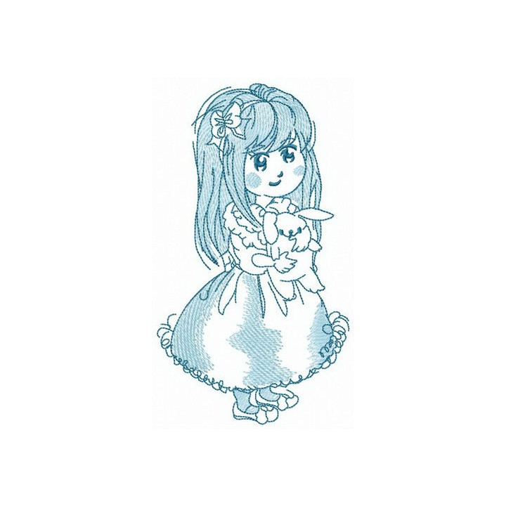Shy girl embroidery design - Embroidery Design