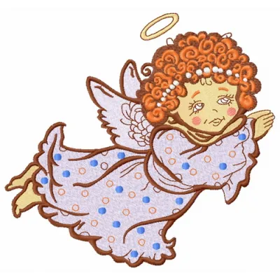 Preview of the Angel Flying 2 embroidery design, showcasing a delicate angel motif ideal for embellishing garments and acces…