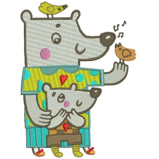 Bear family embroidery design - Embroidery Design