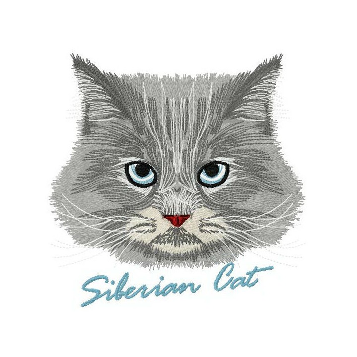 Siberian cat embroidery design - Embroidery Design