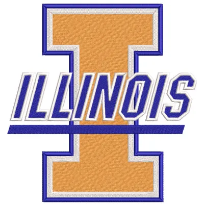 Illinois Fighting Illini logo embroidery design, showcasing vibrant colors for college sports enthusiasts.