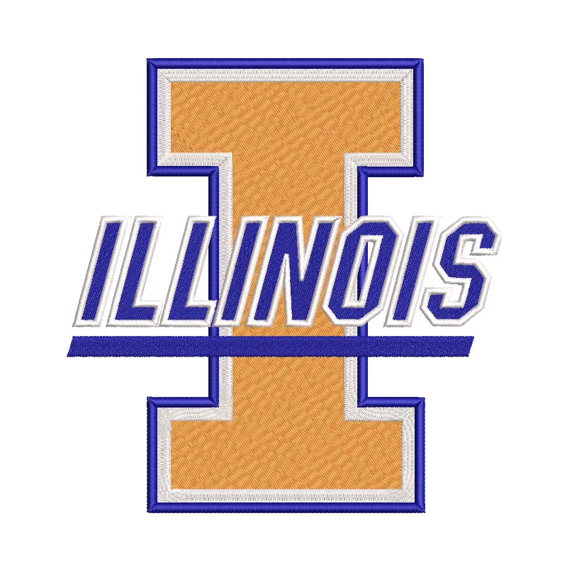 Illinois Fighting Illini logo embroidery design, showcasing vibrant colors for college sports enthusiasts.