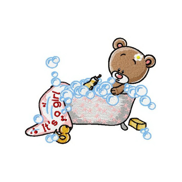 Teddy's bath time 2 embroidery design - Embroidery Design