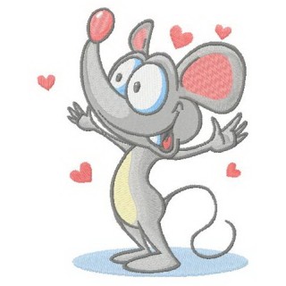Mouse in love embroidery design - Embroidery Design