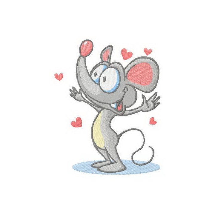Mouse in love embroidery design - Embroidery Design