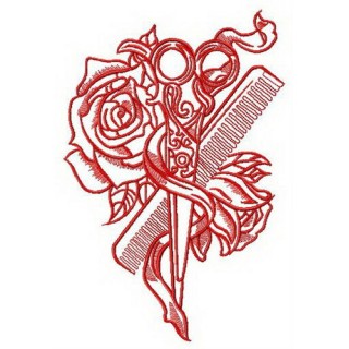 Hairdresser's tools embroidery design - Embroidery Design