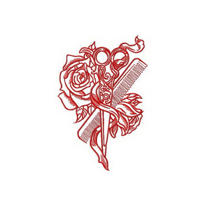 Hairdresser's tools embroidery design - Embroidery Design