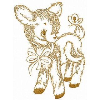 Deer playing with butterfly embroidery design - Embroidery Design