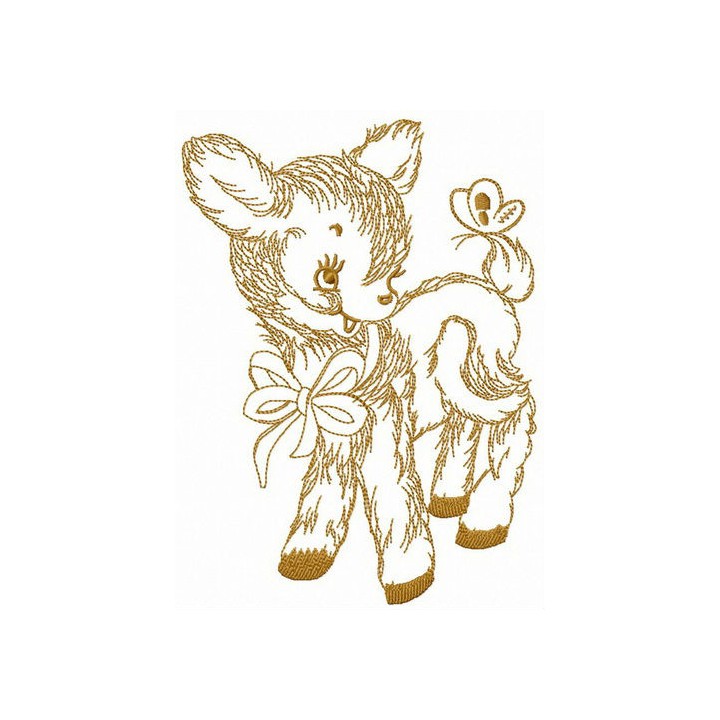 Deer playing with butterfly embroidery design - Embroidery Design