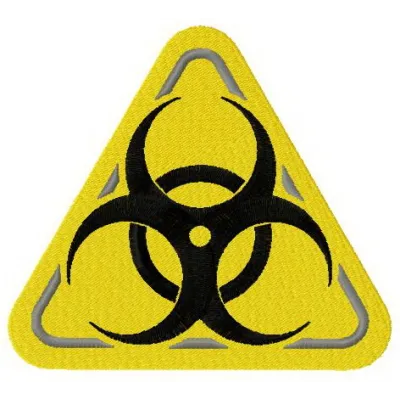 Preview of the Biohazard road symbol 2 embroidery design, ideal for police and emergency services applications.