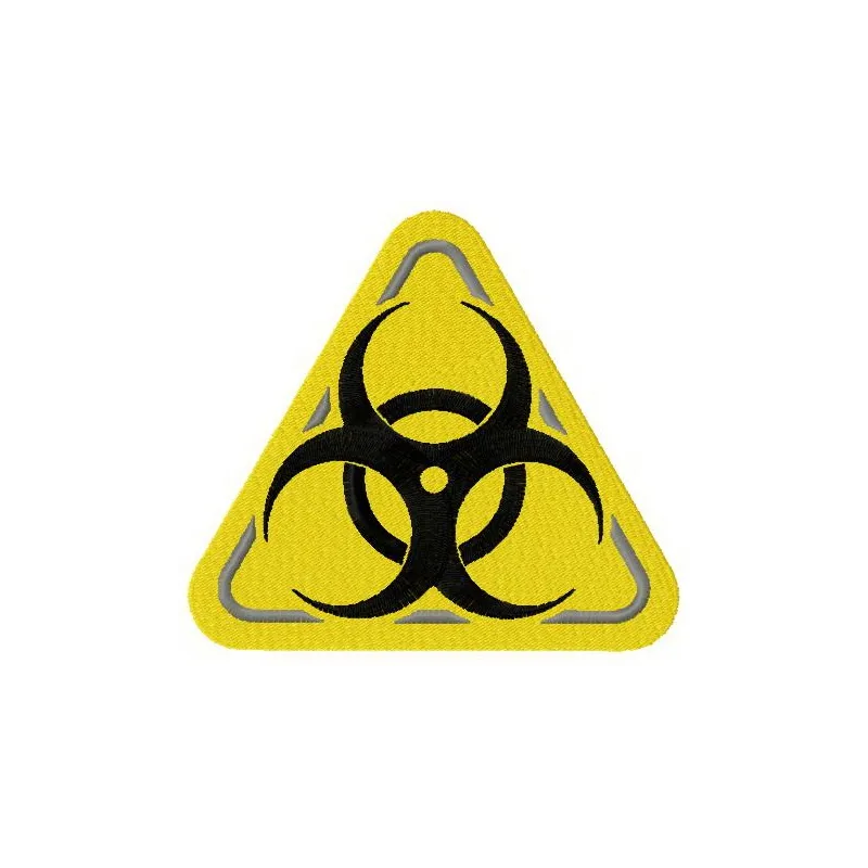 Preview of the Biohazard road symbol 2 embroidery design, ideal for police and emergency services applications.