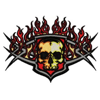 Scull in flame embroidery design - Embroidery Design