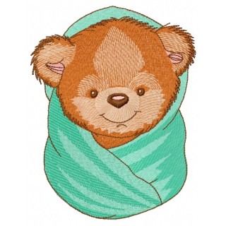 Teddy bear with bath towel 3 embroidery design - Embroidery Design