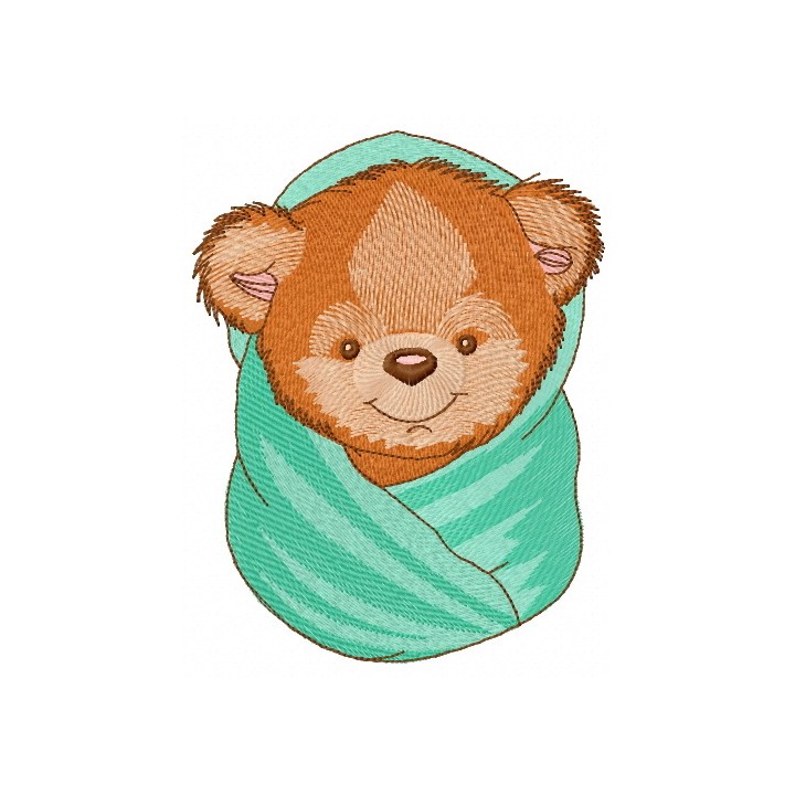Teddy bear with bath towel 3 embroidery design - Embroidery Design