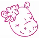A whimsical sleeping hippo embroidery design showcasing intricate stitching details, perfect for various fabric projects.