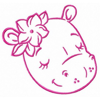 Sleeping hippo embroidery design - Embroidery Design